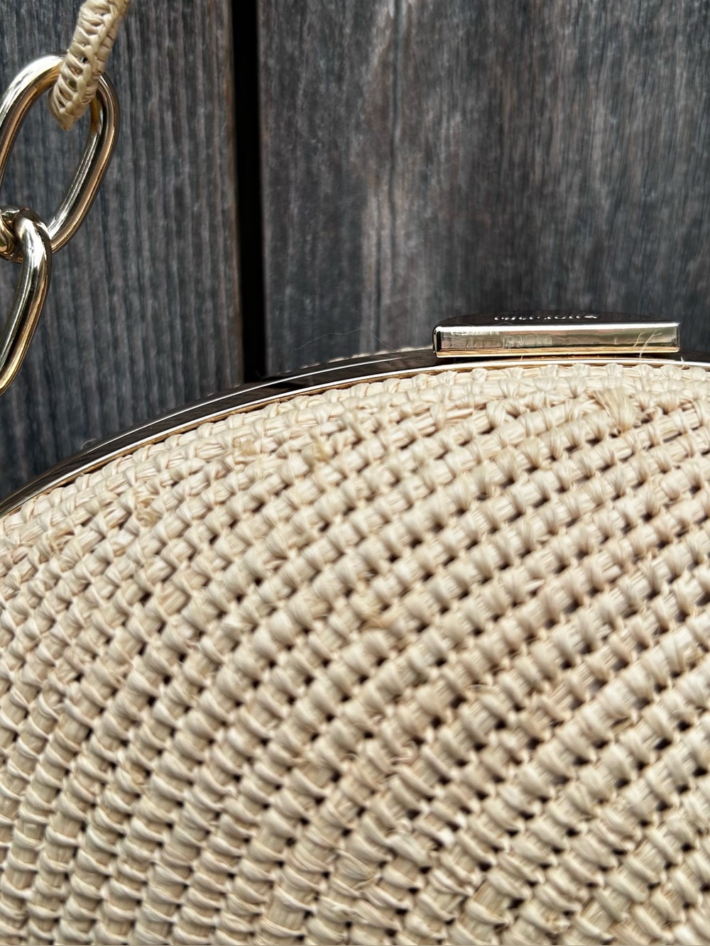 NWT Jonathan Simkhai Bridget Raffia Oyster Shell Clutch Natural Beige - Picture 15 of 16